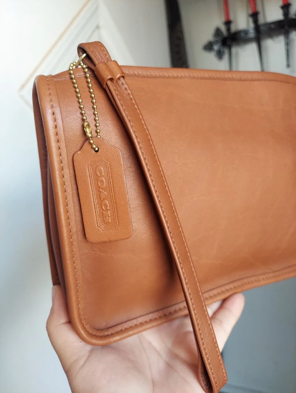 Vintage Coach British Tan Men's Zip Top Clutch 9972🤎🍂🤌